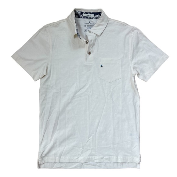 Tailor Vintage Airotec Jersey Short Sleeve Polo Zinfandel Cream Men’s Size small - Picture 2 of 4
